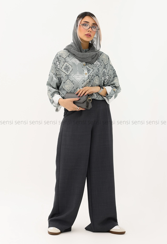 شومیز جلو بسته طرح دار کد1005490